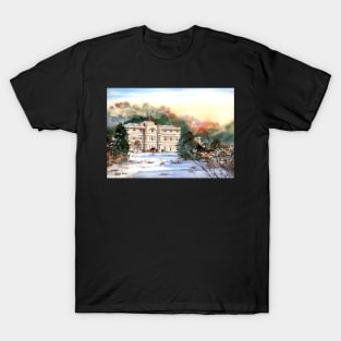 Willersley Castle, Derbyshire - Snowy landscape painting T-Shirt